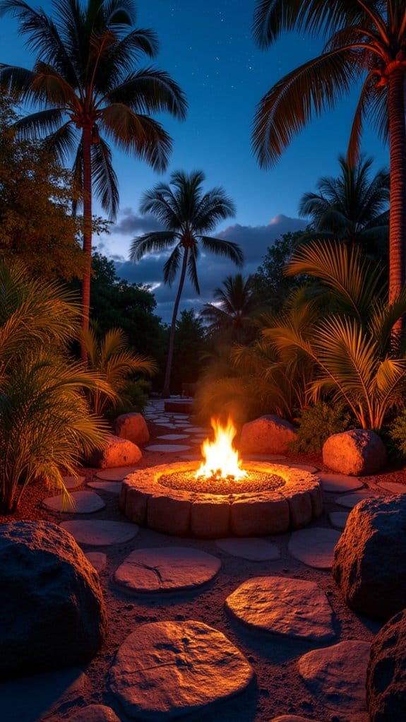tropical fire pit paradise