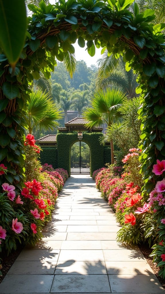 tropical oasis with flowers