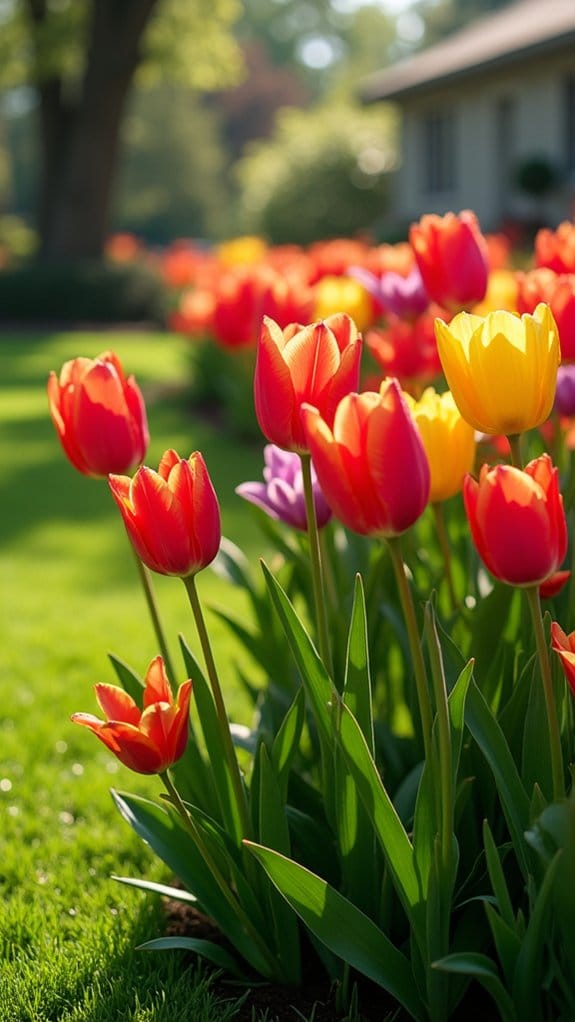 tulip and grass contrast