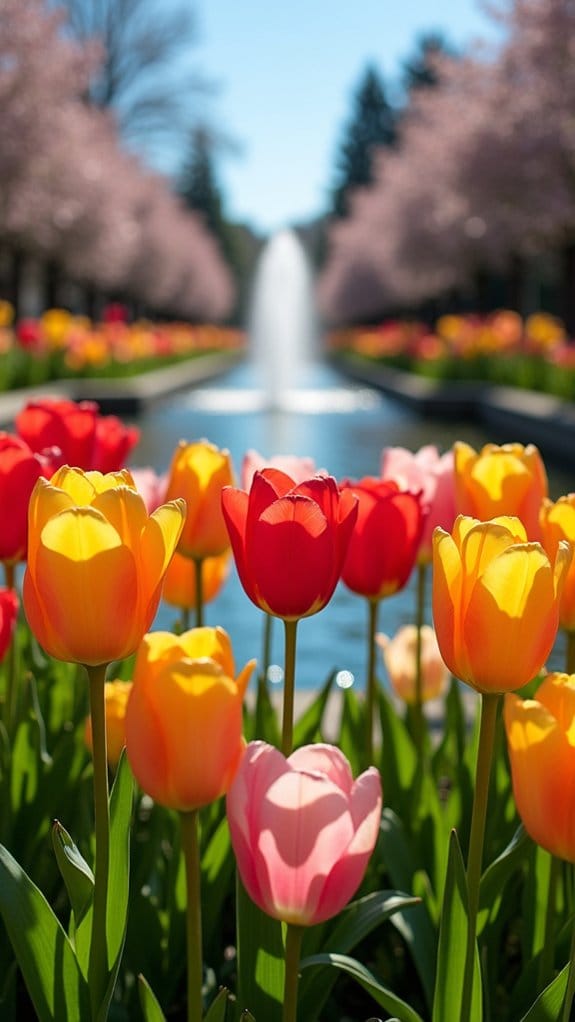 tulip borders near water