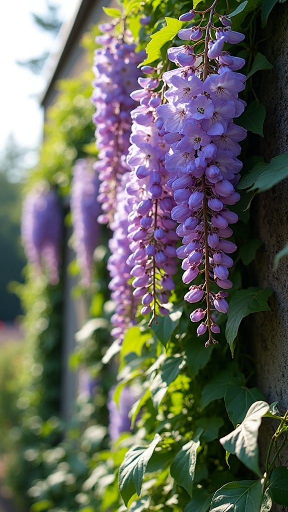 vertical garden with wisteria