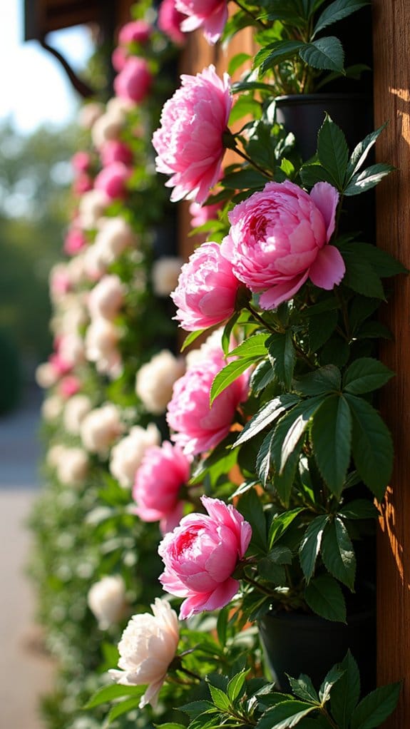 vertical gardening with peonies