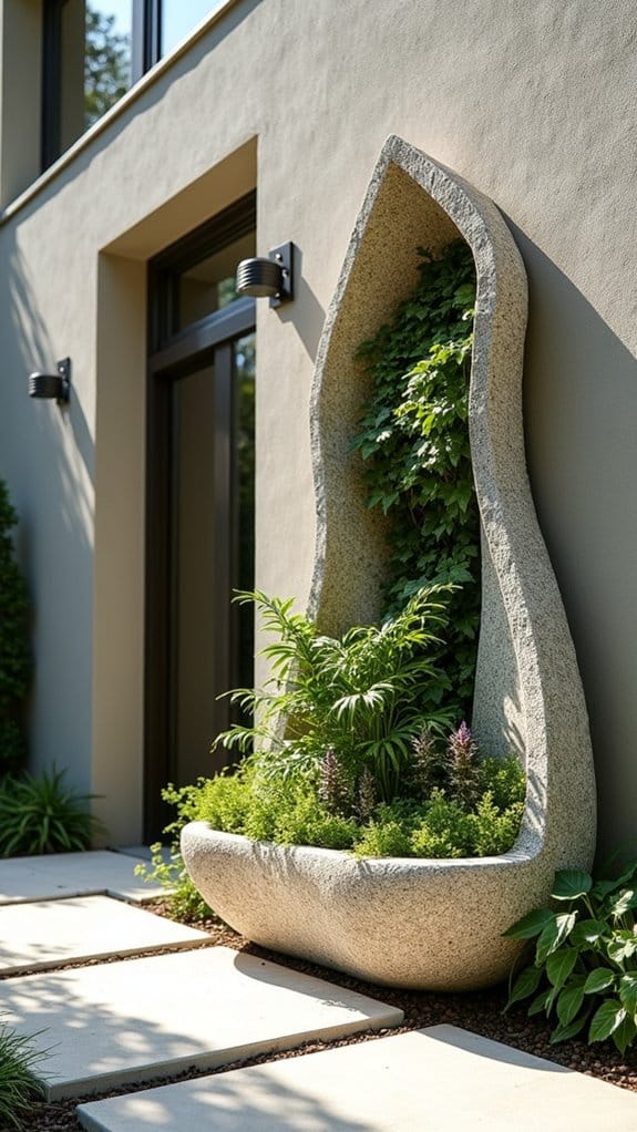 vertical gardening with stone