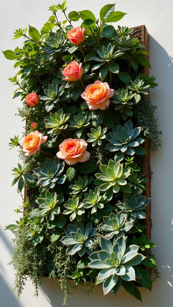 vertical planters with succulents