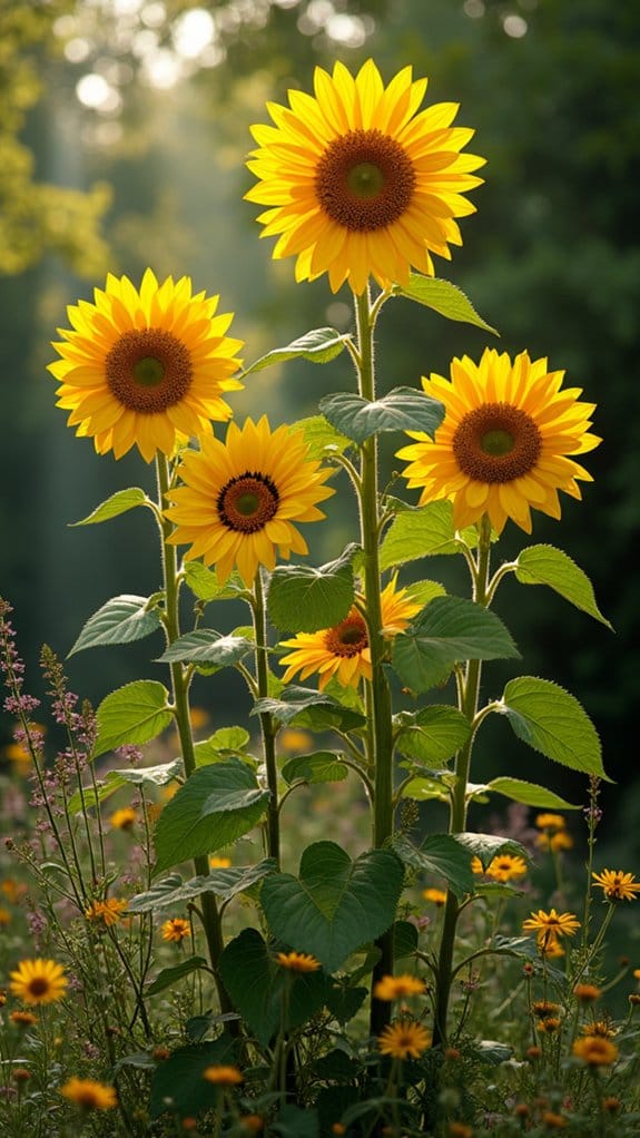vertical sunflower garden display