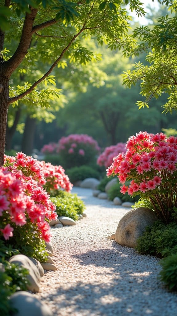 vibrant azaleas enhance tranquility
