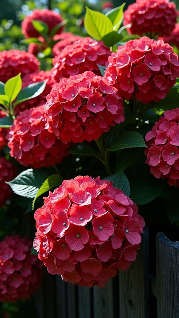 vibrant blooms dark fence