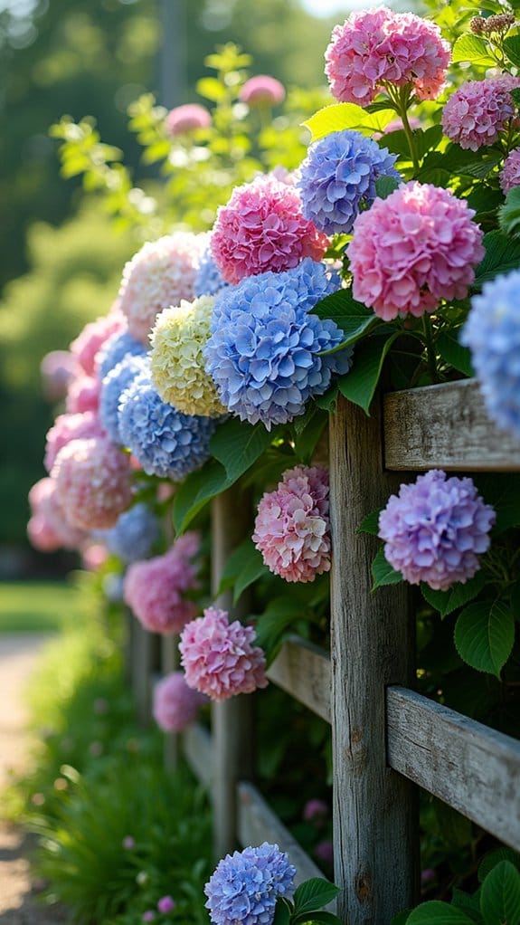 vibrant blooms over fence