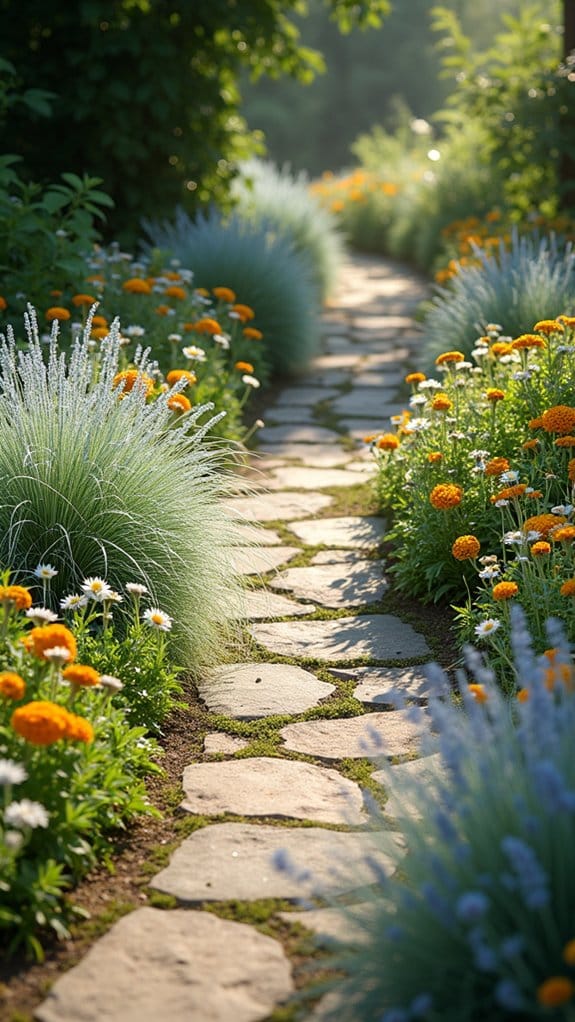 vibrant blooms swaying grasses