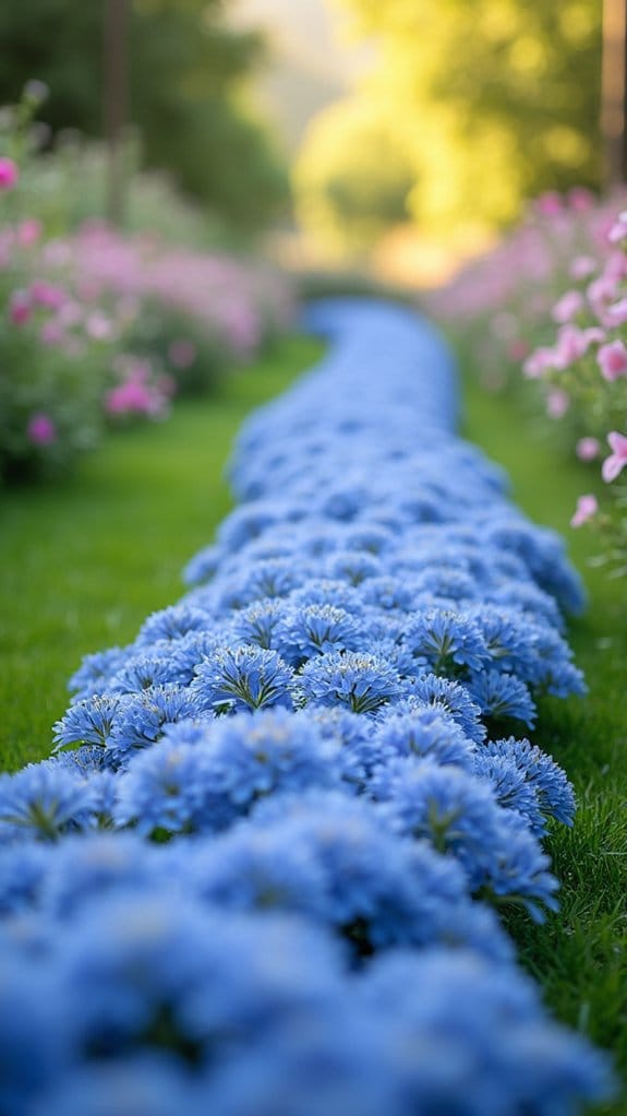 vibrant blue flower border