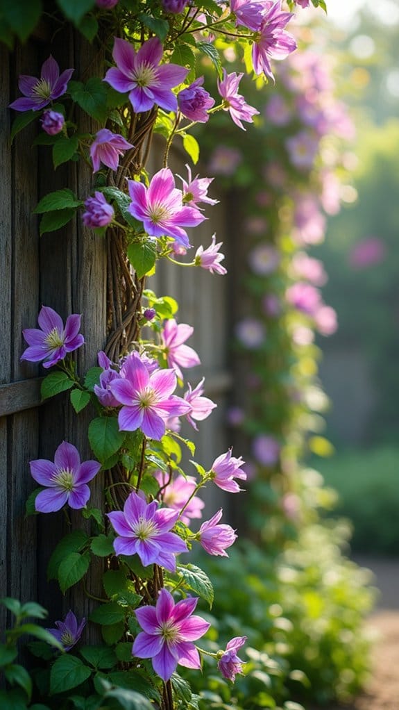 vibrant clematis vertical garden