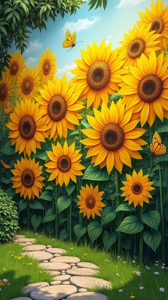 vibrant climbing sunflower display