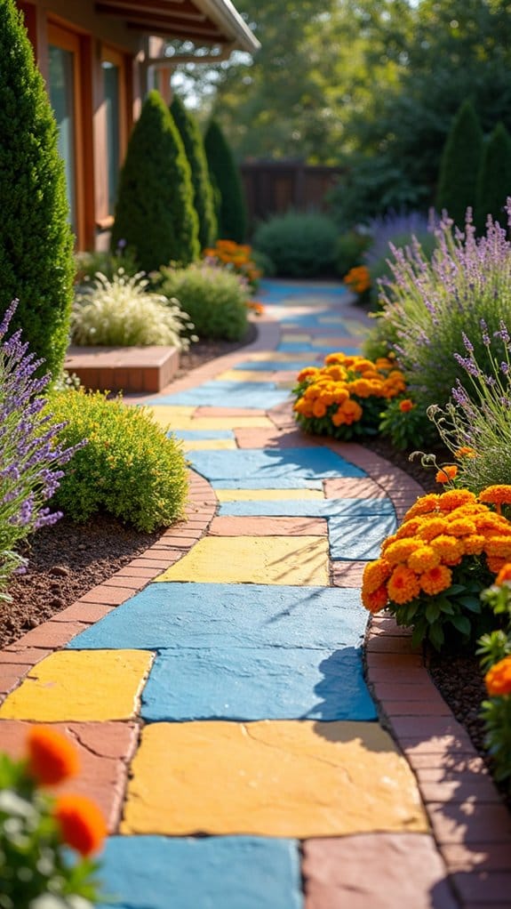 vibrant color block walkway