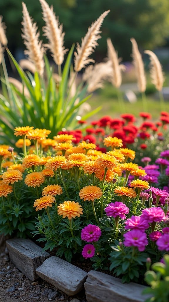 vibrant colorful flower bed