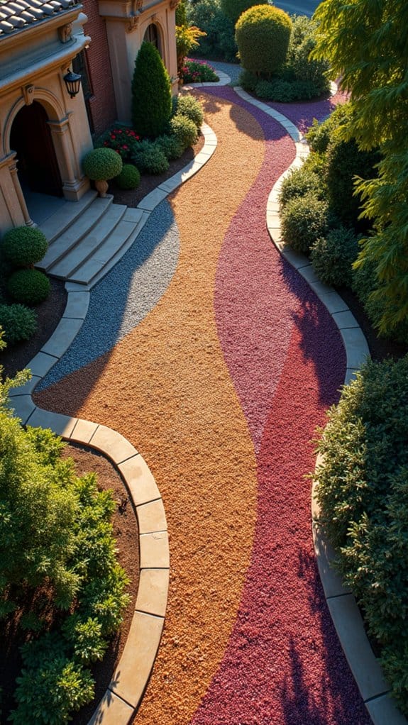 vibrant colorful gravel driveway