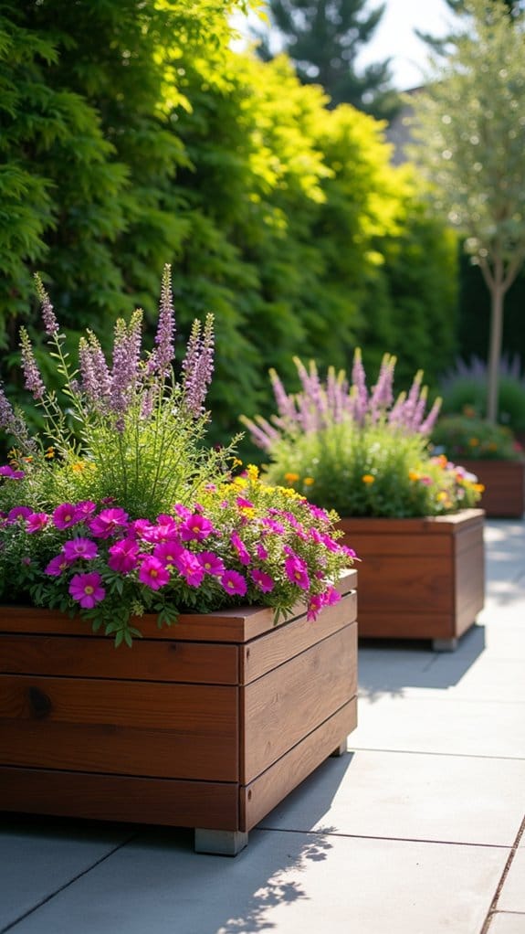 vibrant colorful raised planters