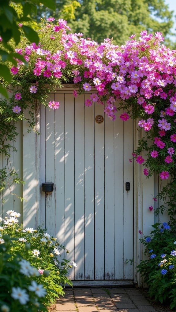 vibrant cosmos fence backdrop