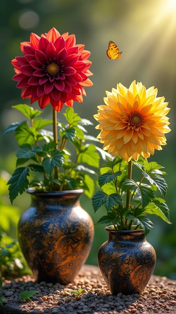 vibrant dahlia container displays