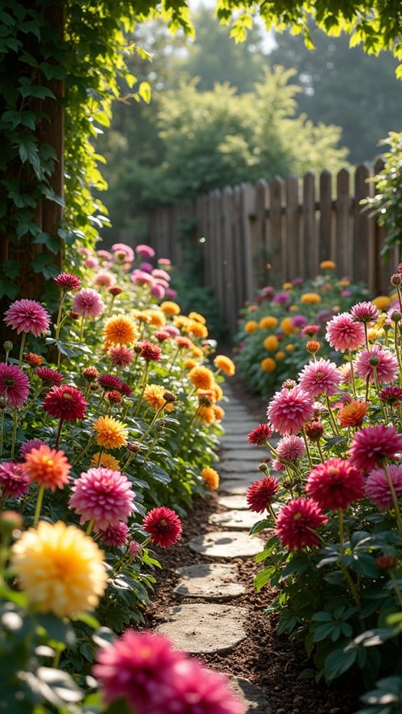 vibrant dahlia garden display