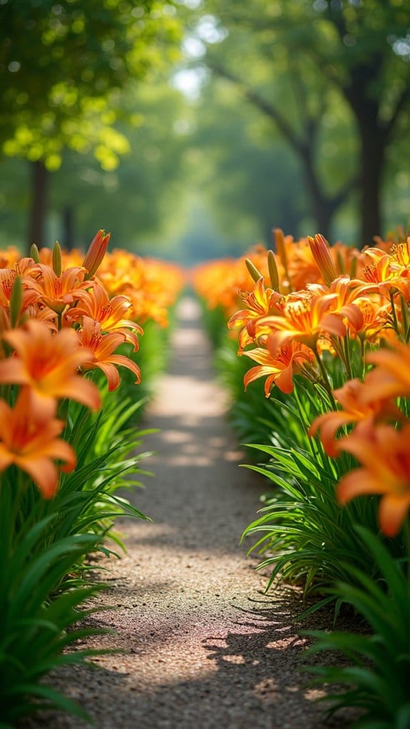 vibrant daylilies enhance pathways