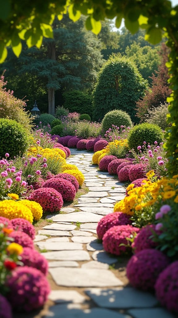 vibrant floral pathway borders