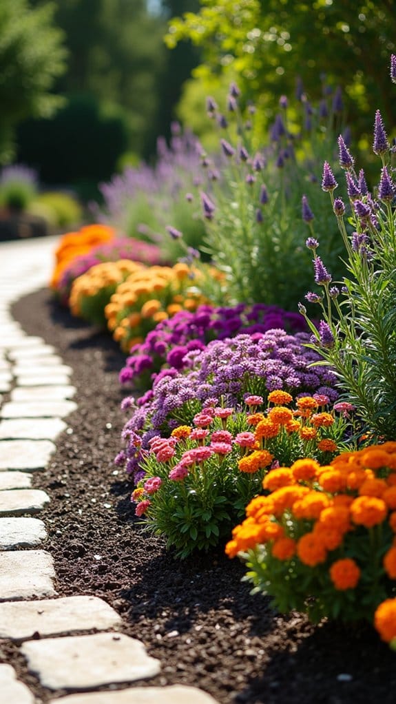 vibrant flower lined pathway