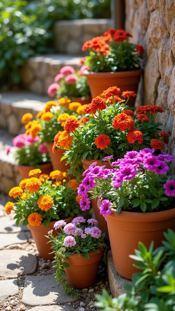 vibrant flower pot arrangements