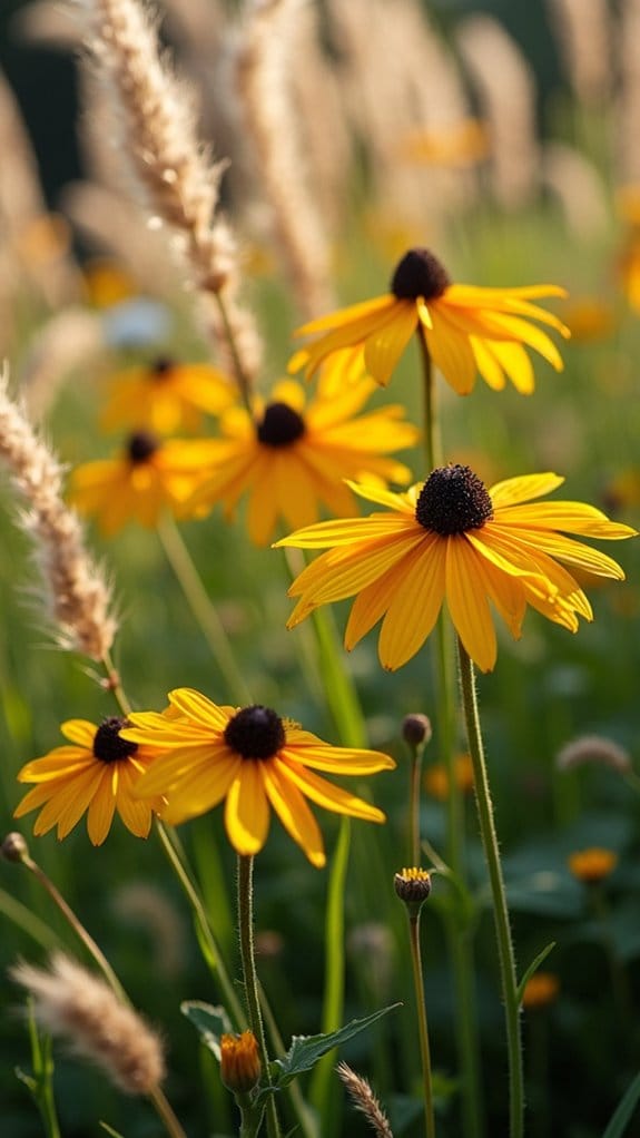 vibrant flowers native grasses