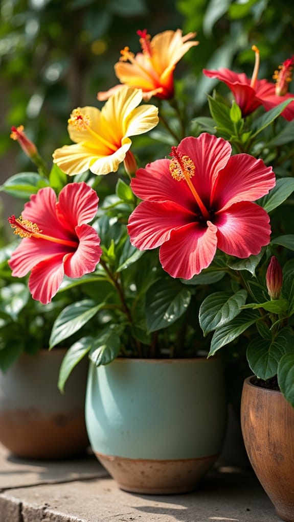 vibrant hibiscus container plants