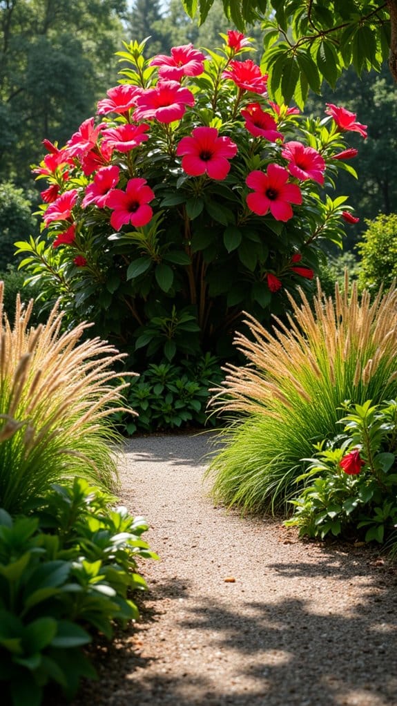 vibrant hibiscus flower bed