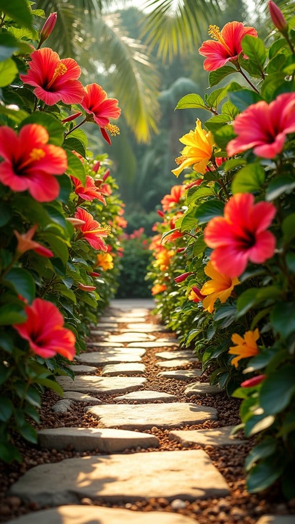 vibrant hibiscus pathway garden