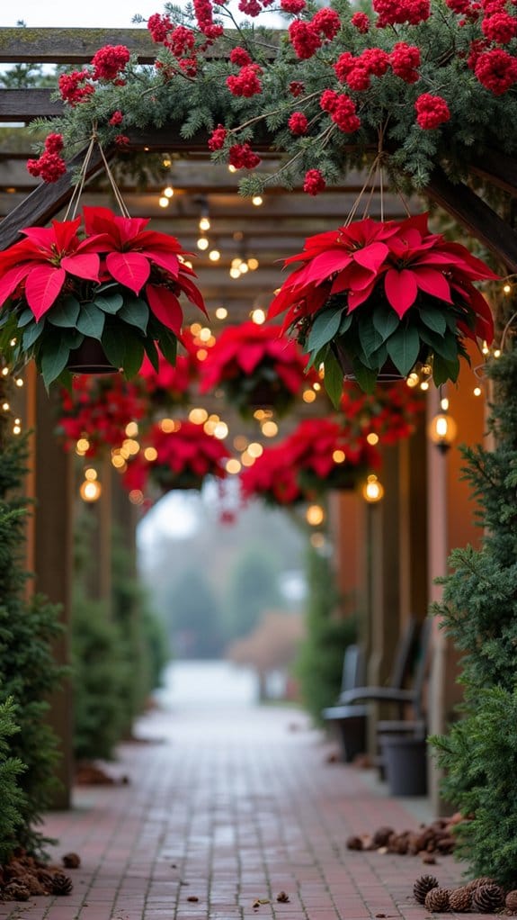 vibrant holiday hanging baskets