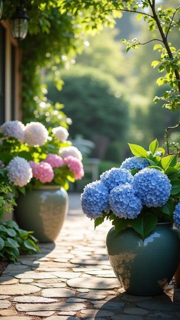 vibrant hydrangea container displays
