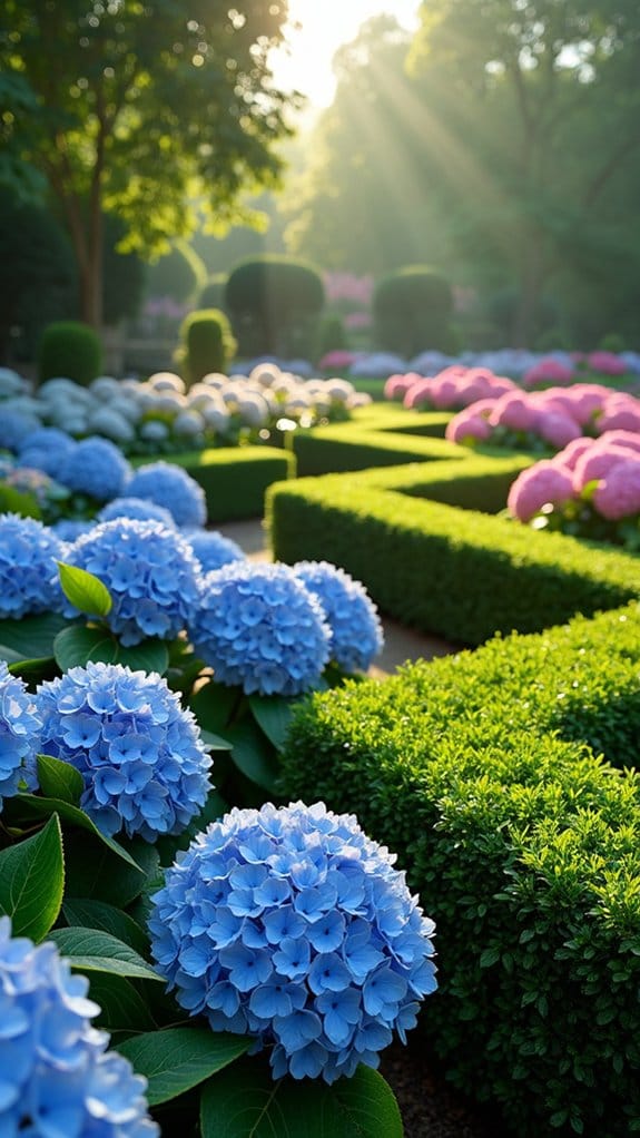 vibrant hydrangea flower beds