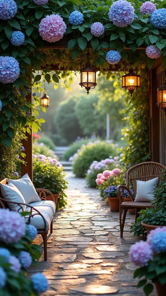 vibrant hydrangeas enhance patios