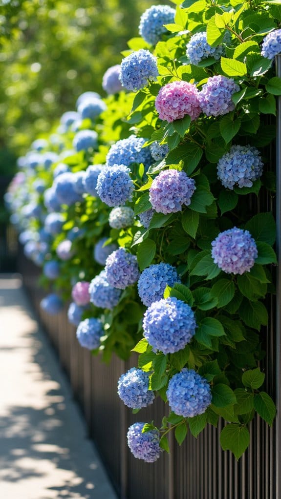 vibrant hydrangeas soften metal