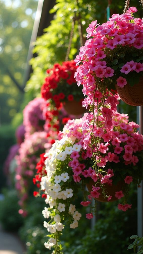vibrant impatiens hanging baskets
