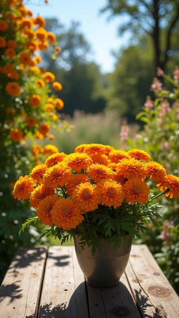 vibrant marigold table arrangements