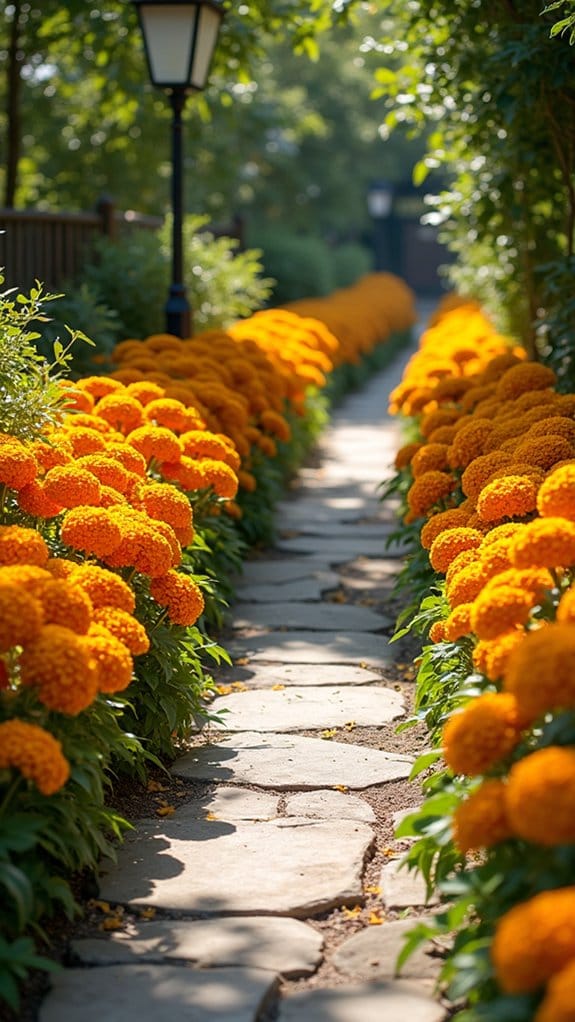 vibrant marigold walkway borders