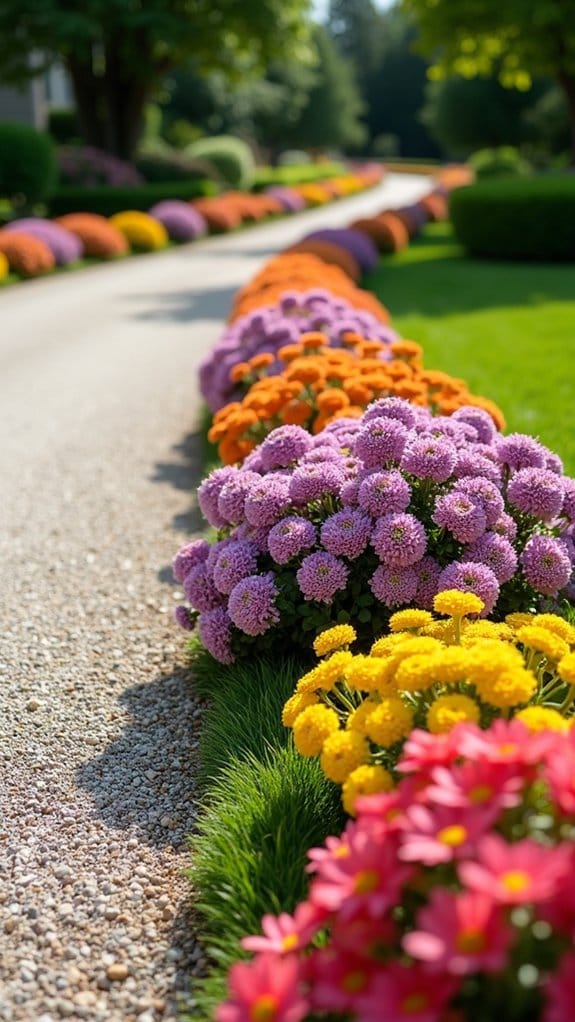 vibrant mixed flower beds