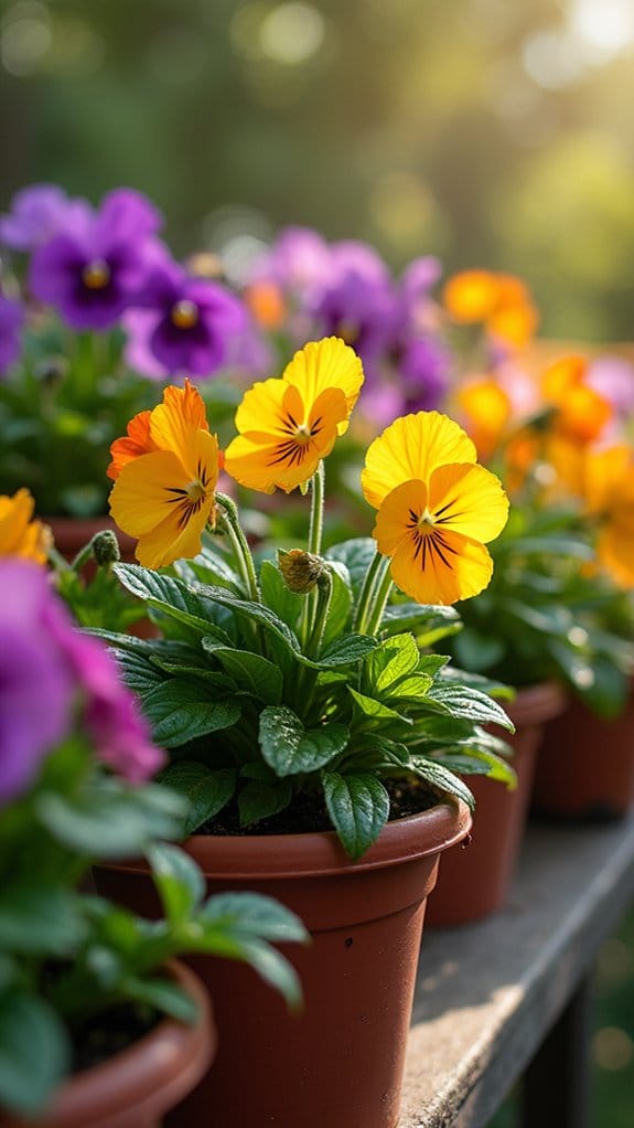 vibrant pansy container displays