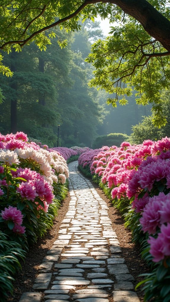 vibrant pathways with azaleas