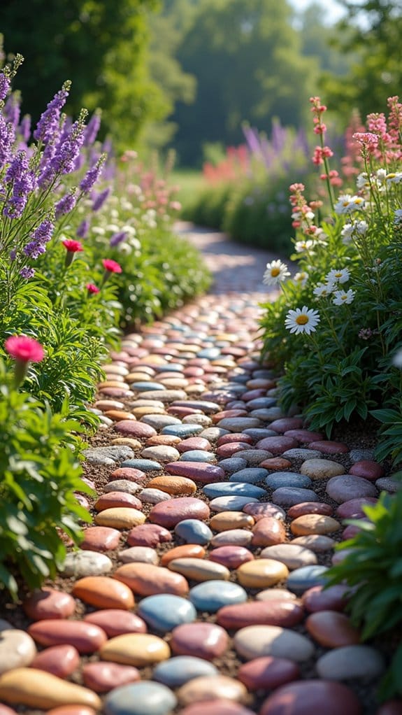 vibrant pebble flower path