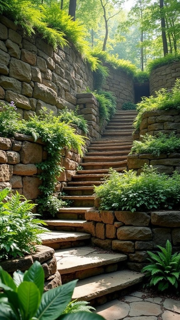 vibrant plants and stone