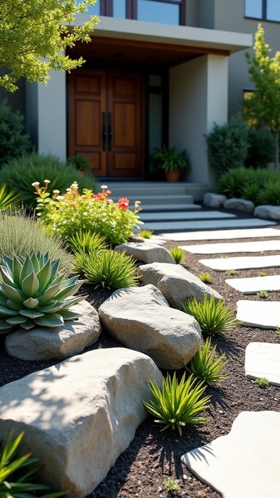 vibrant rock filled planters