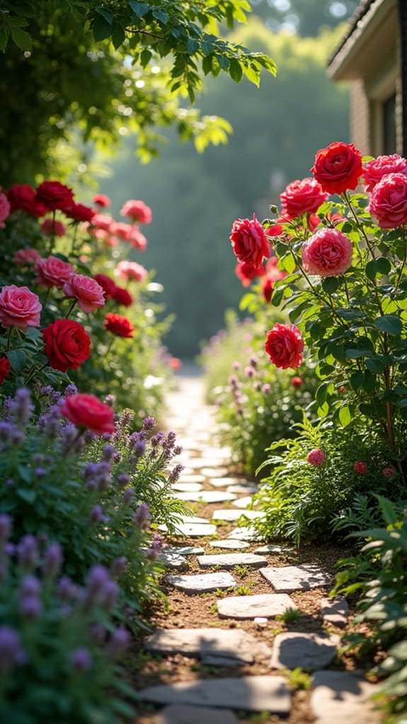 vibrant rose bed design