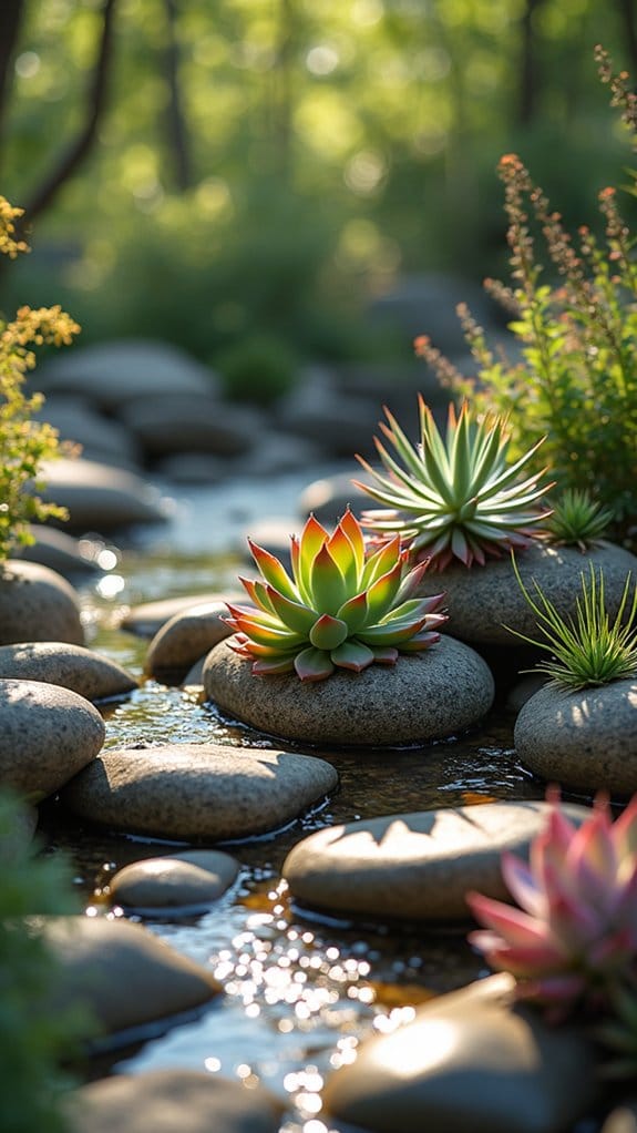 vibrant succulent rock arrangement