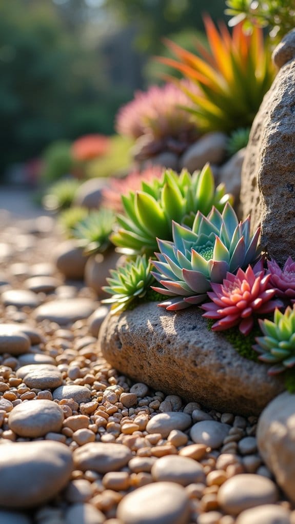 vibrant succulent rock garden