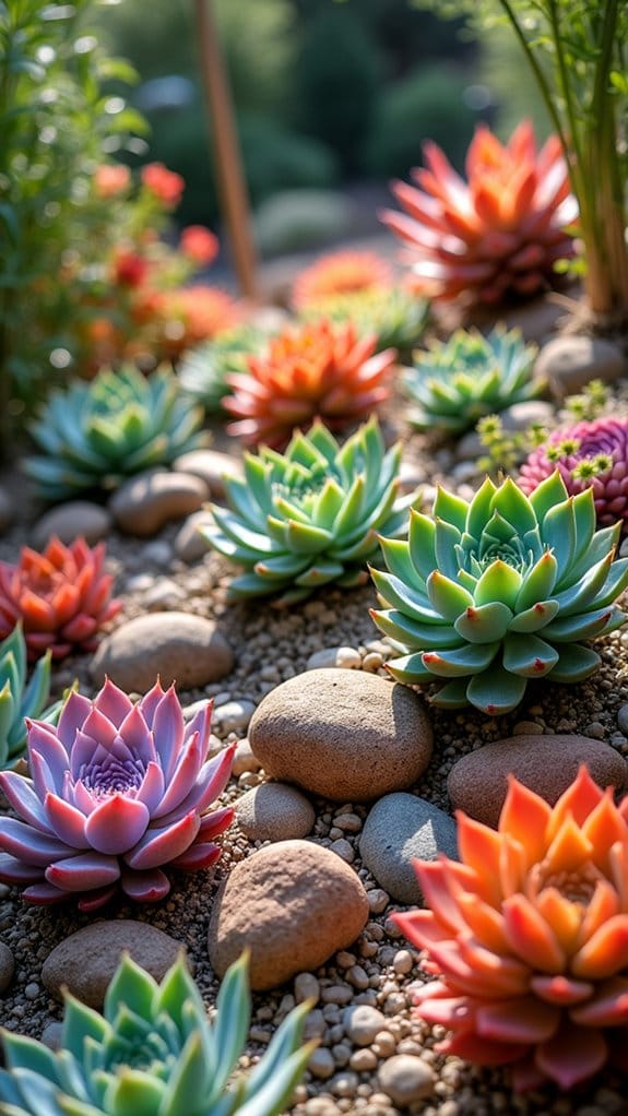 vibrant succulent stone accents