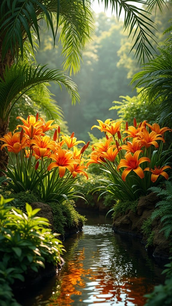 vibrant tropical garden pathway